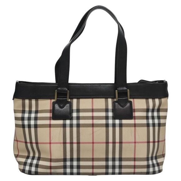 Burberry Nova Check Beige Canvas Tote Bag (Pre-Owned) - Picture 2 of 16